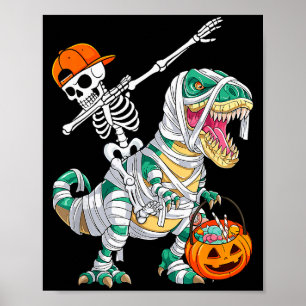 Affiche Squelette faisant du cheval en dansant Dab Dinosau