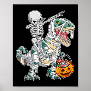 Affiche Squelette faisant du cheval en dansant Dab Dinosau