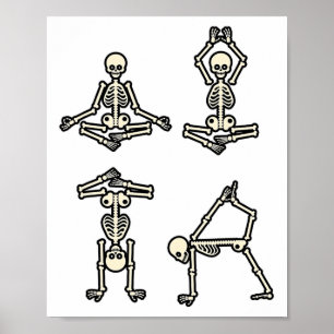 Affiche Squelette faisant du yoga méditation yogi drôle Ha