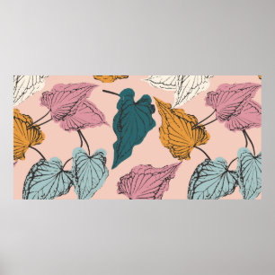 Affiche Squelette feuille sans couture motif, arrière - pl