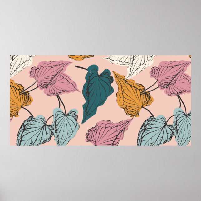 Affiche Squelette feuille sans couture motif, arrière - pl (Devant)