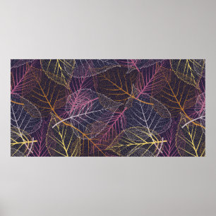 Affiche Squelette feuille sans couture motif, arrière - pl