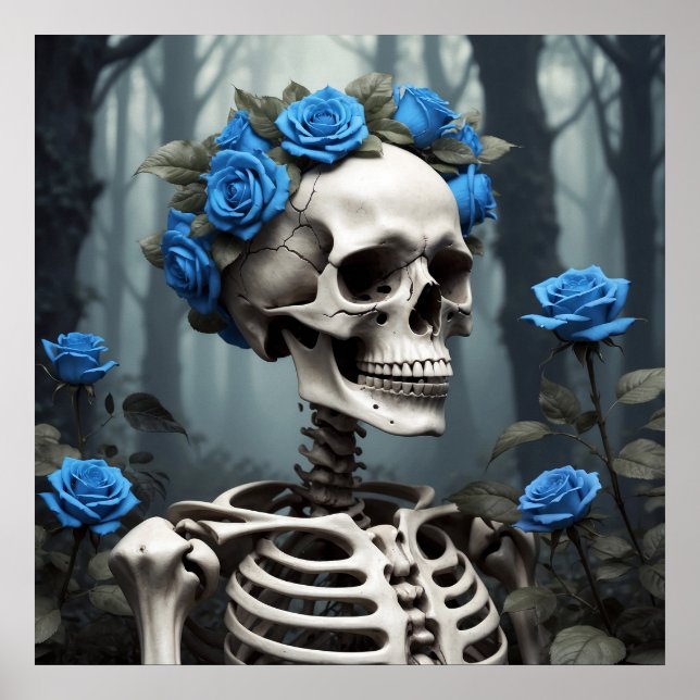 Affiche Squelette floral Rose réaliste (Devant)