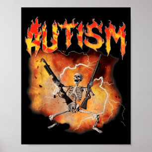 Affiche Squelette gai et autiste rétro drôle autisme