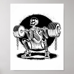 Affiche Squelette Habillement Poids Hélicoptère Bodybuildi