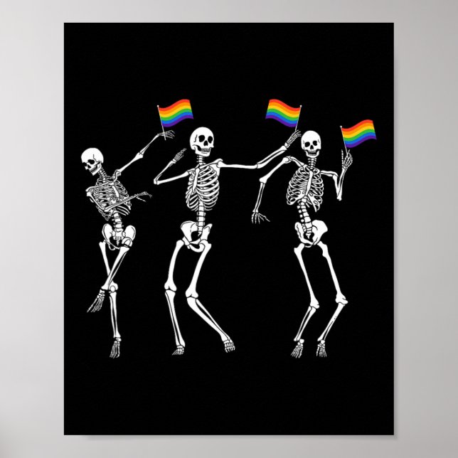 Affiche Squelette Halloween Lgbt Drapeau Squelette Gay pri (Devant)