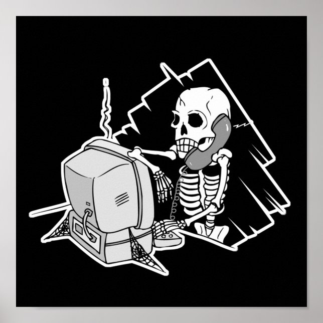 Affiche squelette indéfiniment en attente support techniqu (Devant)