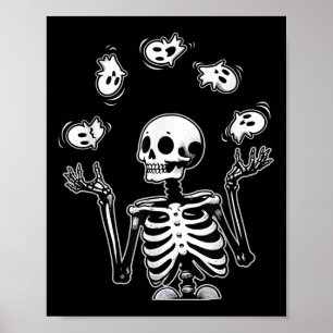 Affiche Squelette Jonglage Ghosts drôle Costume d'Hallowee