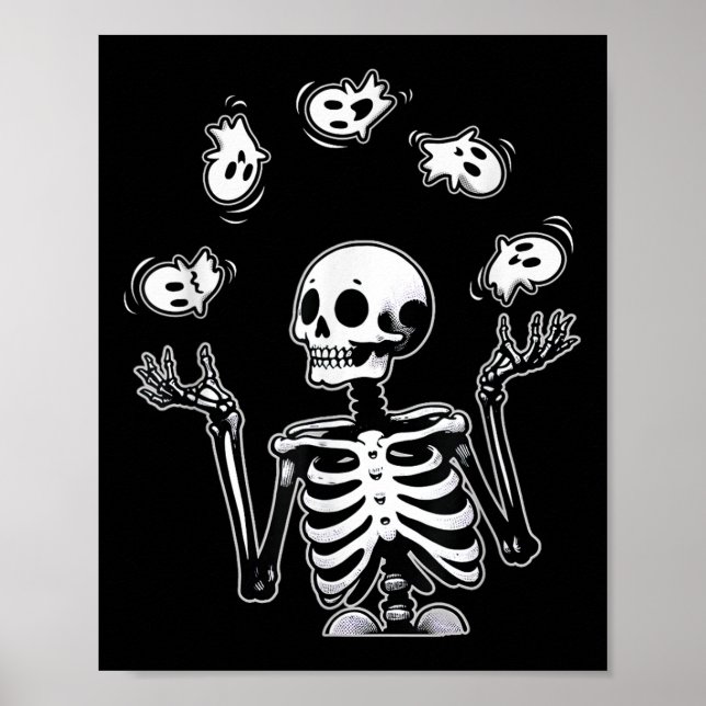 Affiche Squelette Jonglage Ghosts drôle Costume d'Hallowee (Devant)