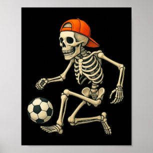 Affiche Squelette jouant au football Graphique d'Halloween