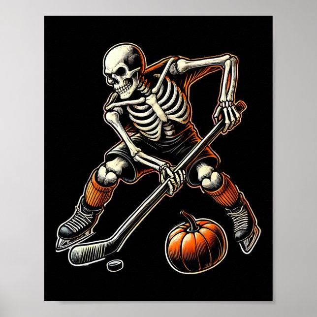 Affiche Squelette jouant au hockey sur glace  (Devant)