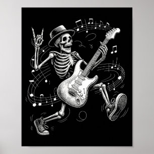Affiche Squelette Jouant de la Guitare Musique Pour Hommes