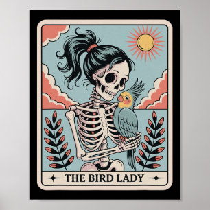Affiche Squelette La Dame aux Oiseaux Carte de Tarot Squel