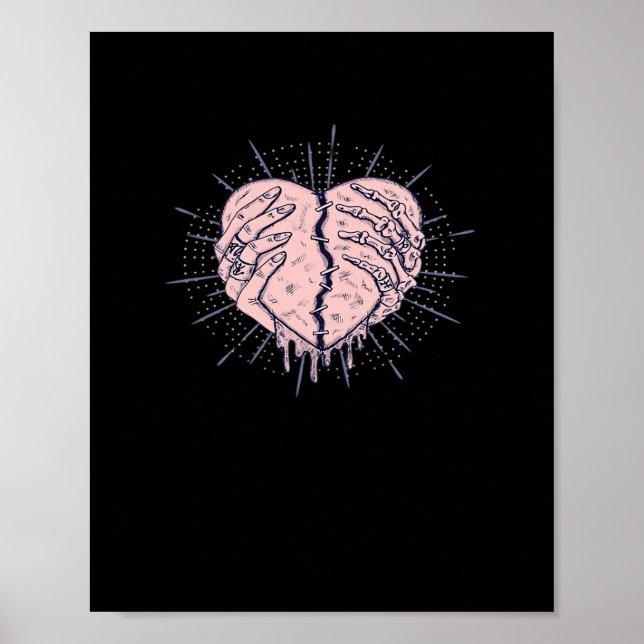 Affiche Squelette Main Avec Coeur Classique (Devant)