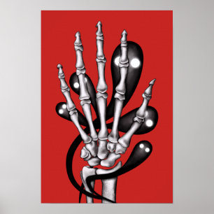 Affiche Squelette Main Avec Fantômes