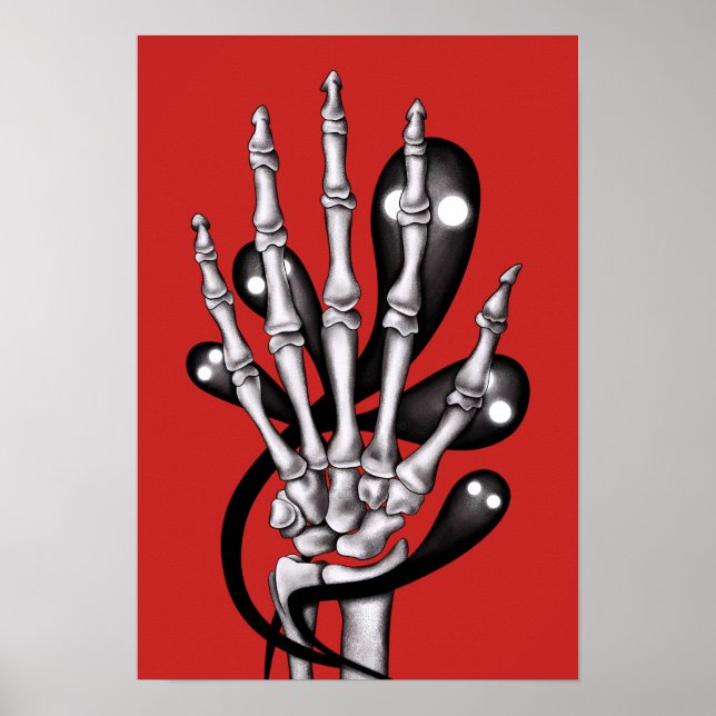 Affiche Squelette Main Avec Fantômes (Devant)