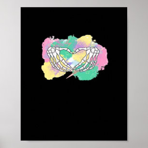 Affiche Squelette Mains Coeur Avec Backgr Abstrait Couleur