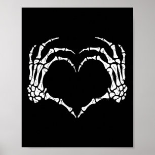 Affiche Squelette Mains Coeur Signer Halloween Costume Hom