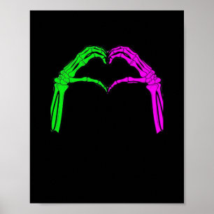 Affiche Squelette Mains Coeur Signer Retro Costume Hallowe