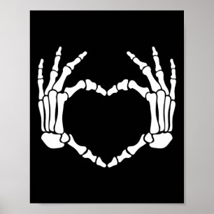 Affiche Squelette Mains Coeur Signer Retro Costume Hallowe