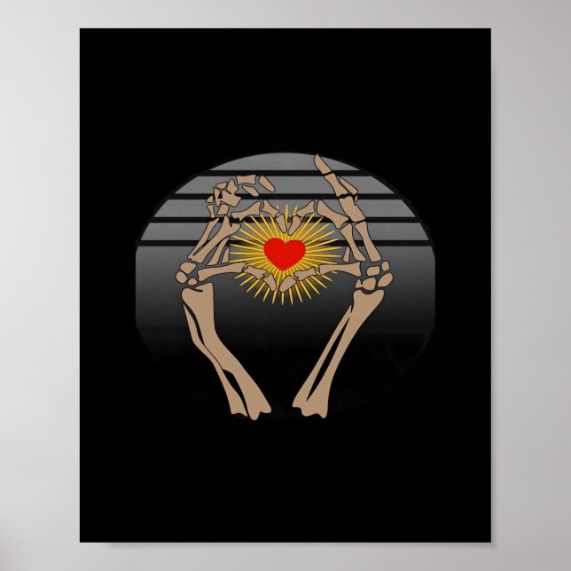 Affiche Squelette Mains Faire Un Coeur Classique (Devant)