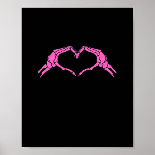 Affiche Squelette Mains Panneau Coeur Retro Halloween