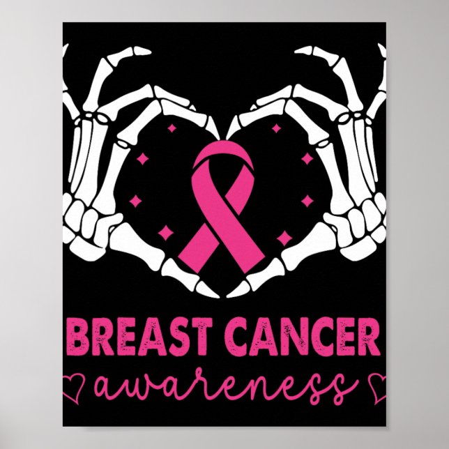 Affiche Squelette Mains signe du coeur Halloween Cancer du (Devant)