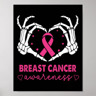 Affiche Squelette Mains signe du coeur Halloween Cancer du