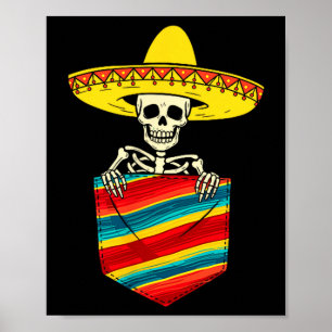 Affiche Squelette mariachi serape poche cinq de mayo
