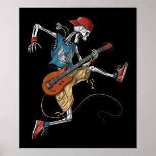 Affiche Squelette Metal Guitariste