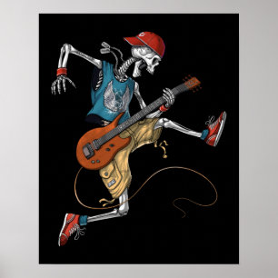 Affiche Squelette Metal Guitariste