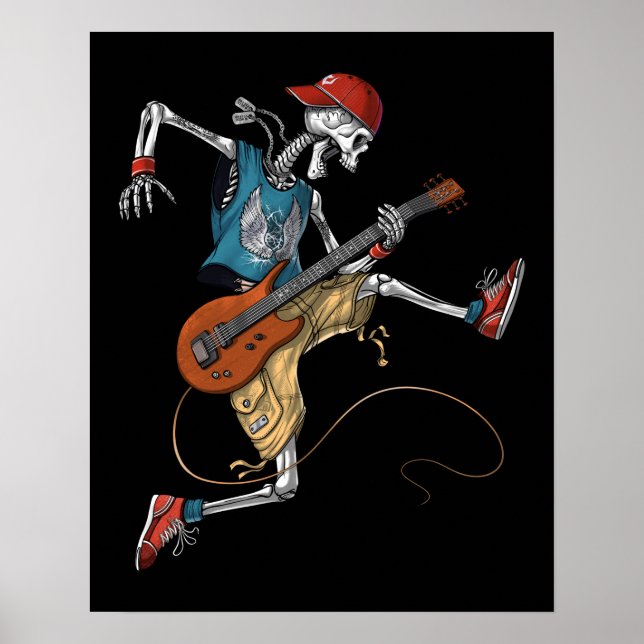 Affiche Squelette Metal Guitariste (Devant)