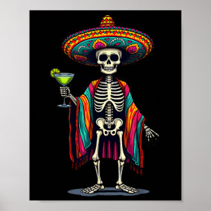 Affiche Squelette Mexicain Sombrero Cinco De Mayo Fiesta P