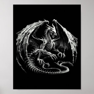 Affiche Squelette Mythique Dragon Respirer Imaginaire de f