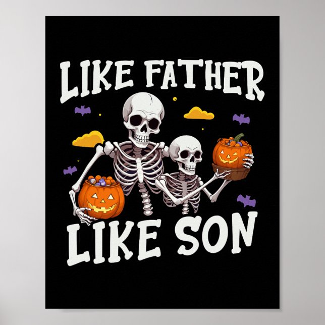 Affiche Squelette Père Fils Correspondant Costume Hallowee (Devant)
