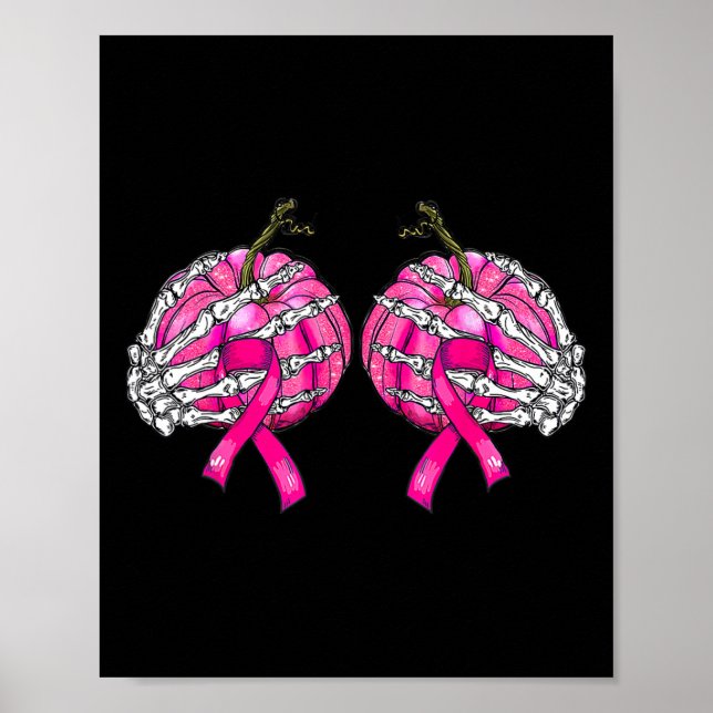 Affiche Squelette poitrine Citrouille cancer du sein Hallo (Devant)