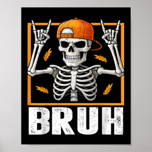 Affiche Squelette Rock On Bruh Halloween Pour Hommes Garço