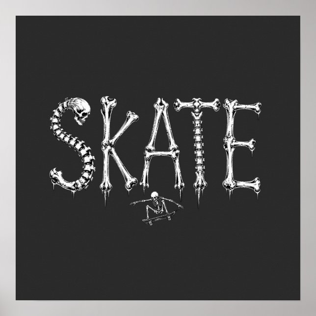 Affiche Squelette SKATE Design Horreur (Devant)
