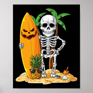 Affiche Squelette Surf Halloween Hawaï Hawaïen Hommes