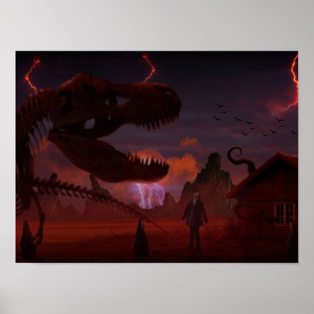 Affiche Squelette T-rex dans les étrangers Les choses insp (Devant)