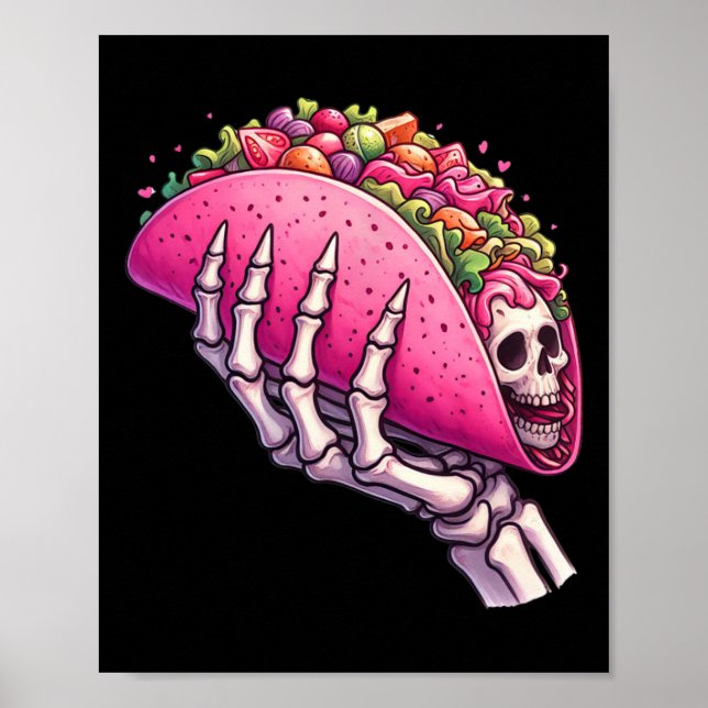 Affiche Squelette Tenant Taco À La Main Pour Cinco De Mayo (Devant)