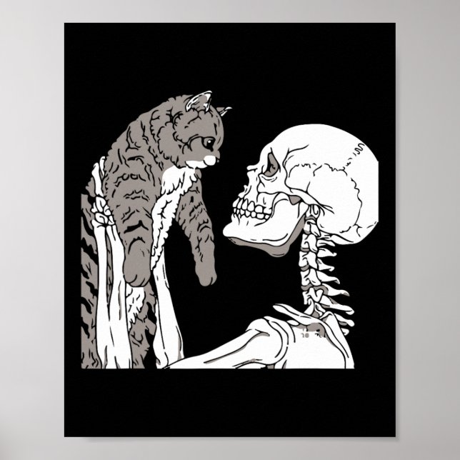 Affiche Squelette tenant un chat Lazy Costume d'Halloween  (Devant)