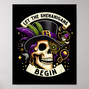 Affiche Squelette vintage Laisser Les Shenanigans Commence