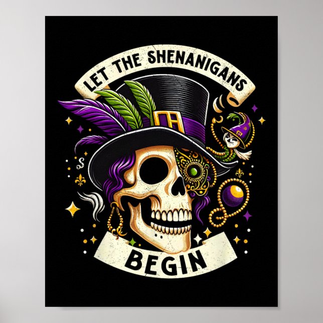 Affiche Squelette vintage Laisser Les Shenanigans Commence (Devant)