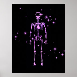Affiche Squelette X-Ray Étincelant - Violet clair