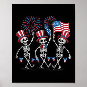 Affiche Squelettes dansants 4 juillet drôle d'hommes patri