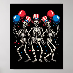 Affiche Squelettes dansants 4 juillet drôle d'indépendance