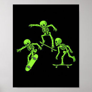 Affiche Squelettes de skateboard Halloween garçons skateur