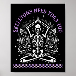 Affiche Squelettes de yoga Namaste Drôle de méditation Hal