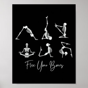 Affiche Squelettes de yoga Namaste Halloween drôle fléchis